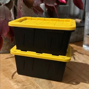 NEW 2 Lowes Black/Yellow Teeny Tiny Tote with lids
